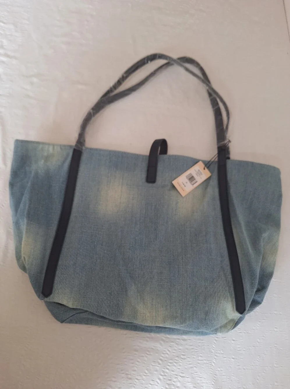 NWT NYDJ Blue Denim Tote Bag with Navy Trim